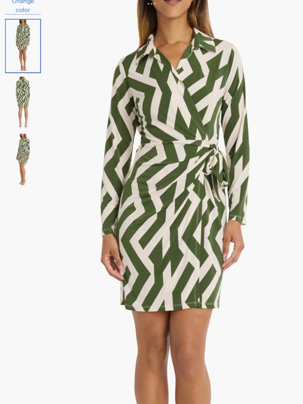 Donna Morgan Print Long Sleeve Wrap Shirtdress